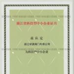浙江省科技型中小企業(yè)證書